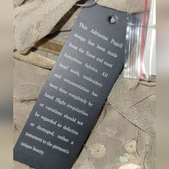 NWT Adrianna Papell Champagne Sheer Beaded Sequin Sleeveless Top Blouse S - Picture 11 of 16